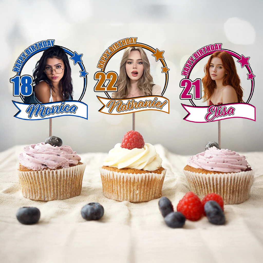 Custom Face Birthday - Party Decorations Cake Topper