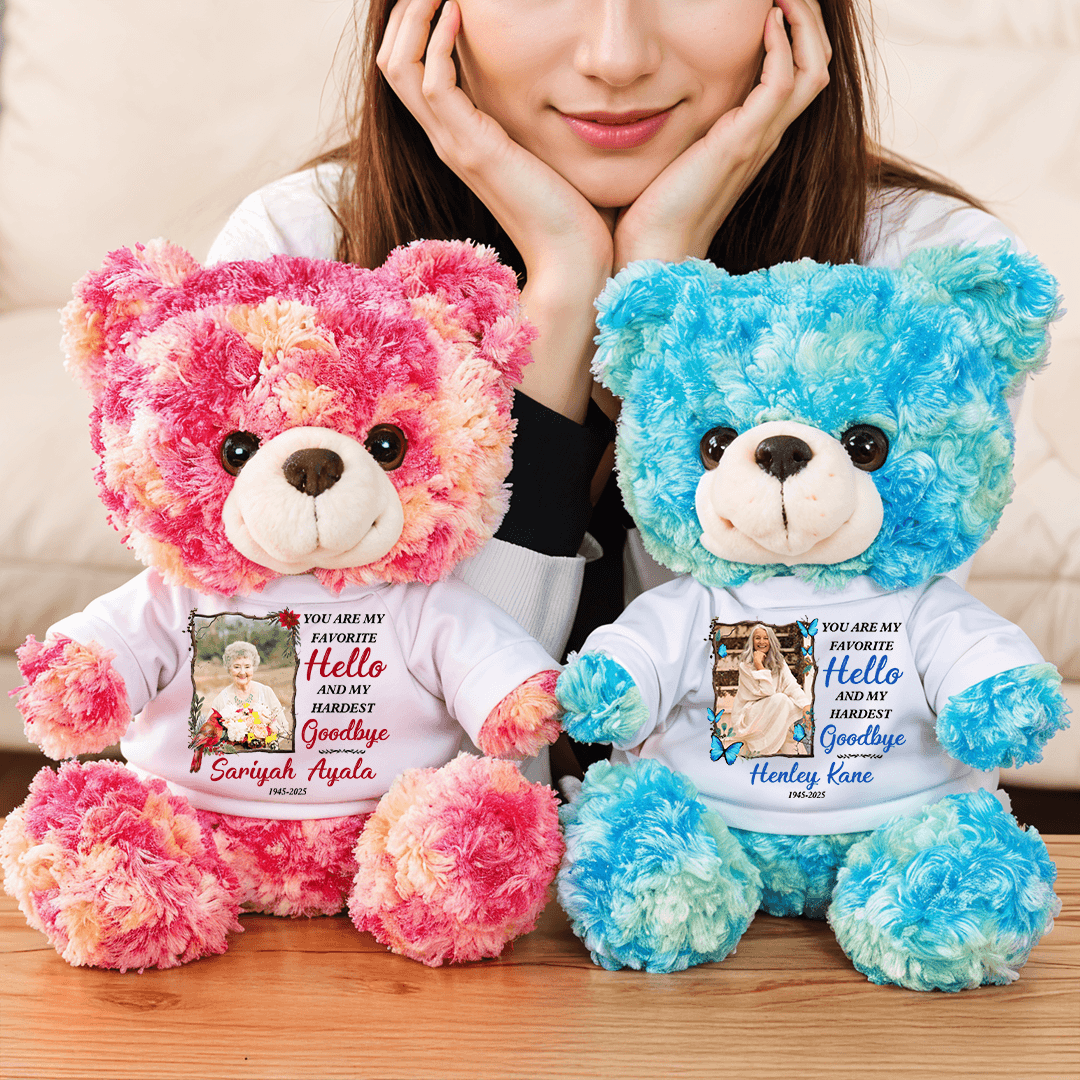 My Hardest Goodbye Memorial Bear - Teddy Bear With Personalized Photo Shirt