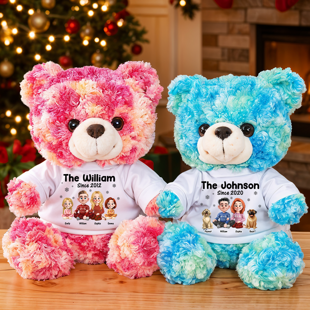God Bless Our Family - Teddy Bear With Personalized Photo Shirt