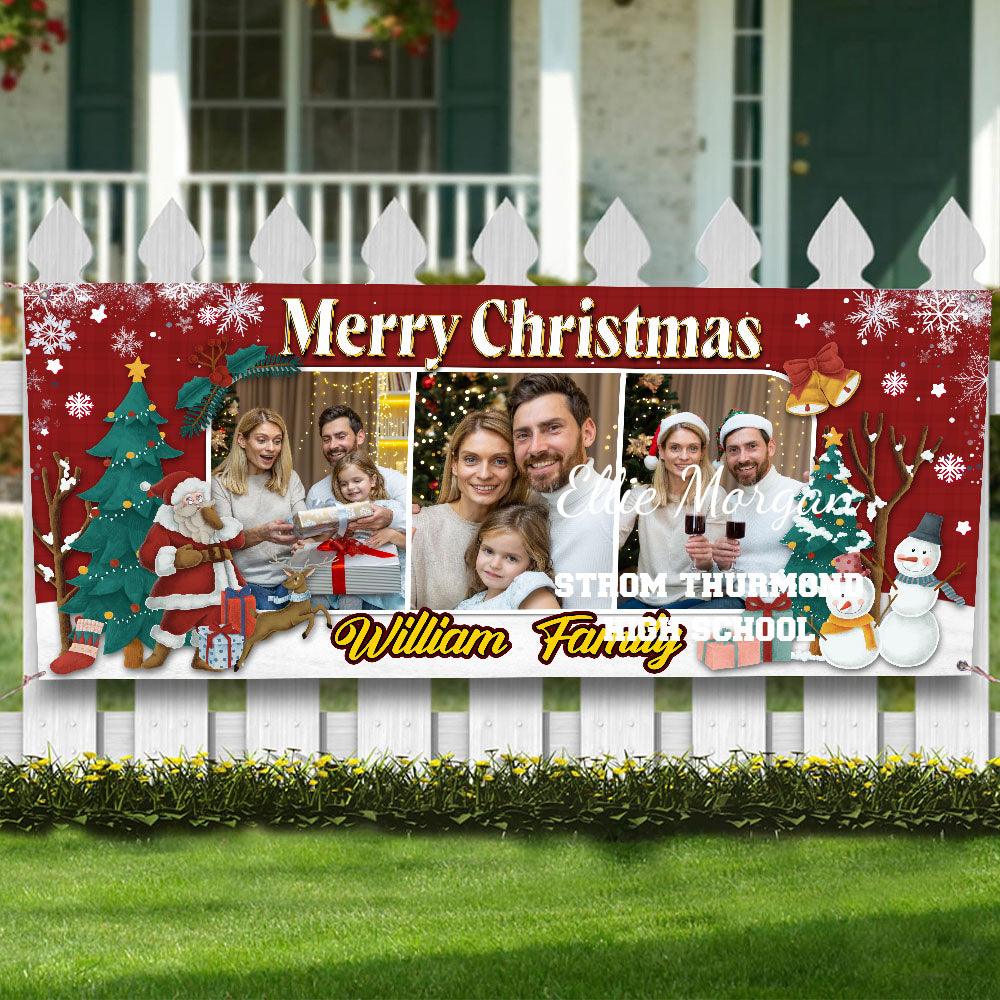 Merry Christmas Garage Banner - Custom Christmas Family Outdoor Sign
