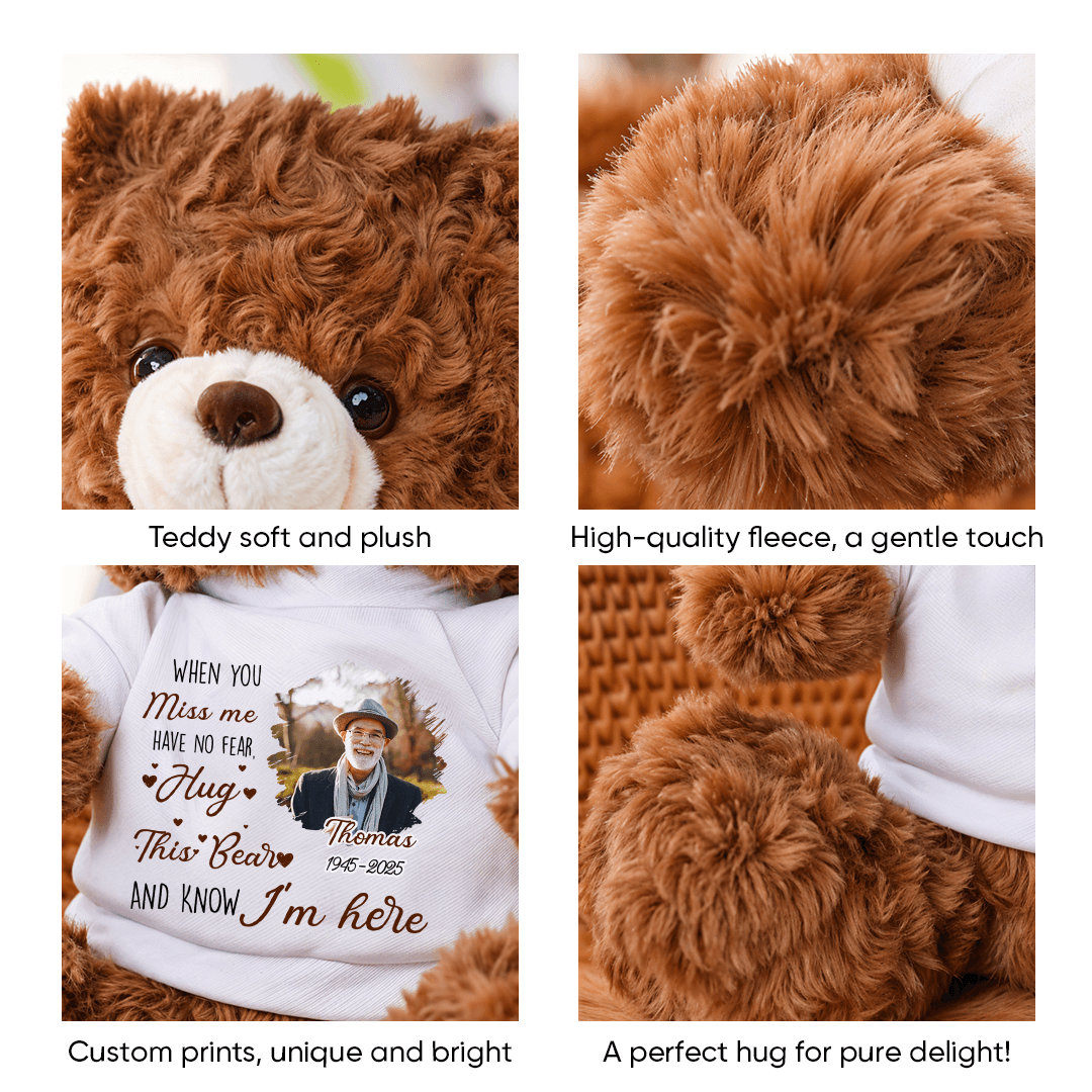 A Hug From Heaven - Teddy Bear With Personalized Photo Shirt