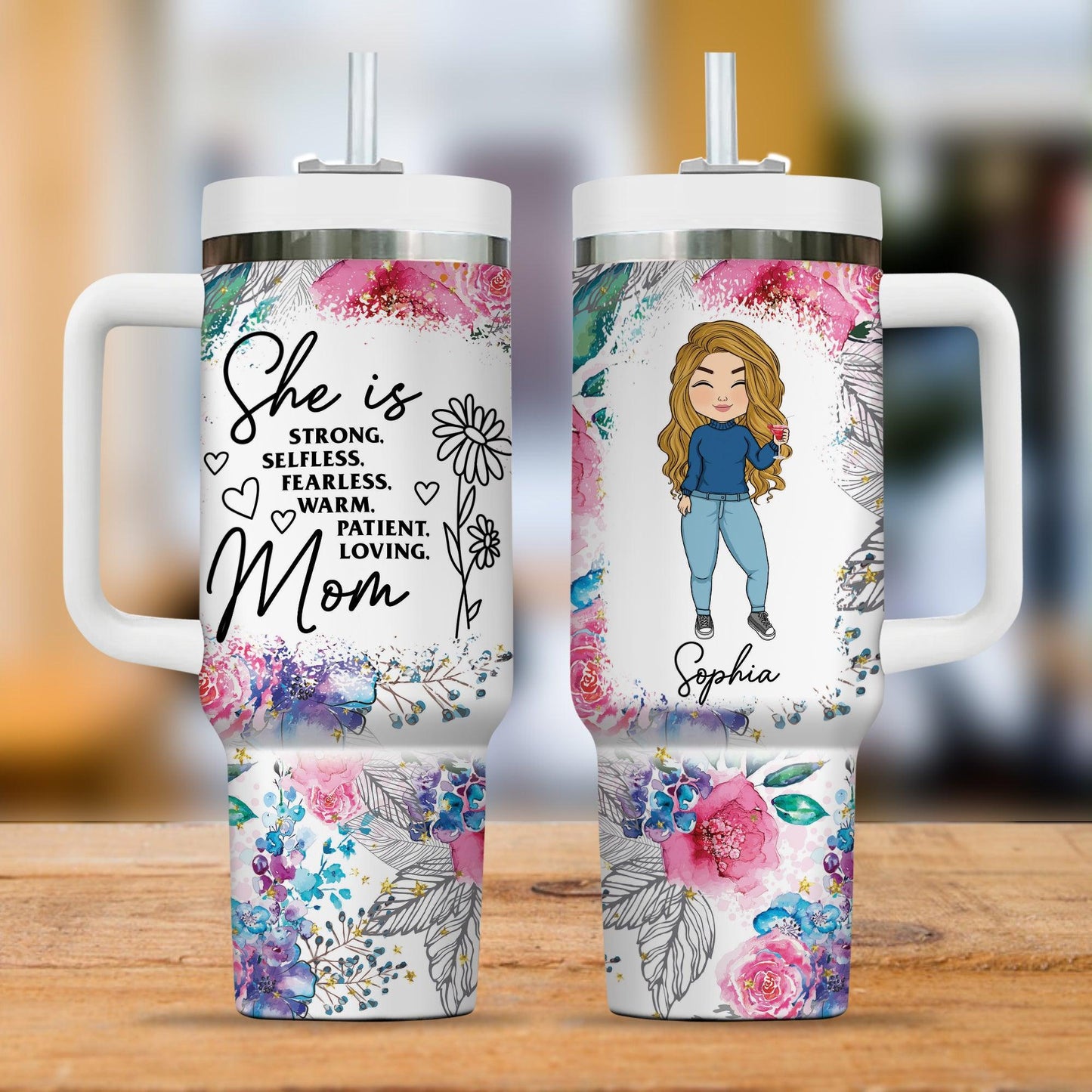 She Strong Selfless Fearless Tumbler - Personalized Custom Tumbler