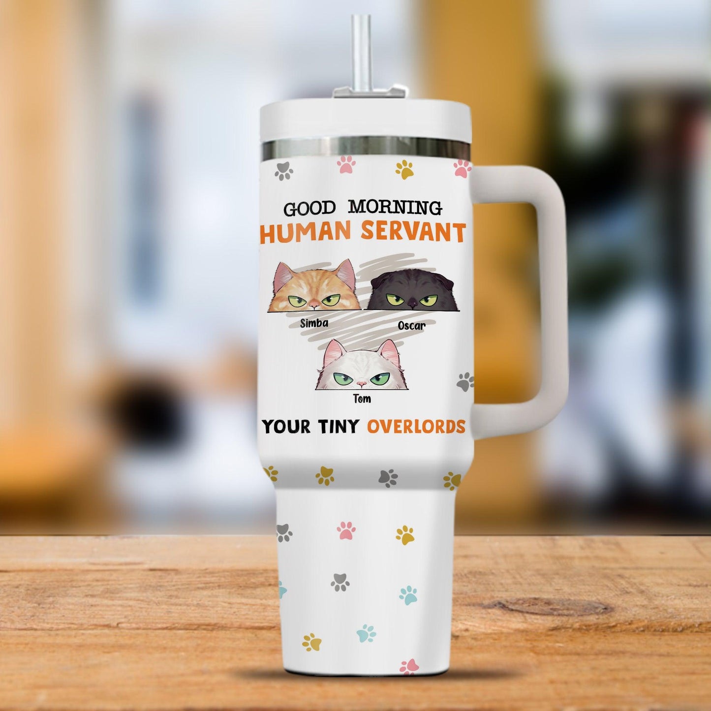 Personalized Cat Lover Tumbler - Good Morning Human Servant Gift