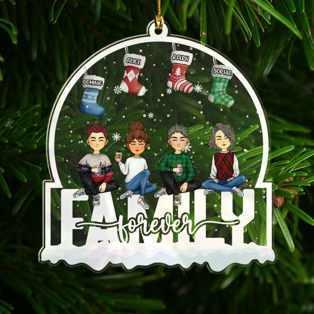 Family Stocking Snowball Together - Personalized Acrylic Ornament