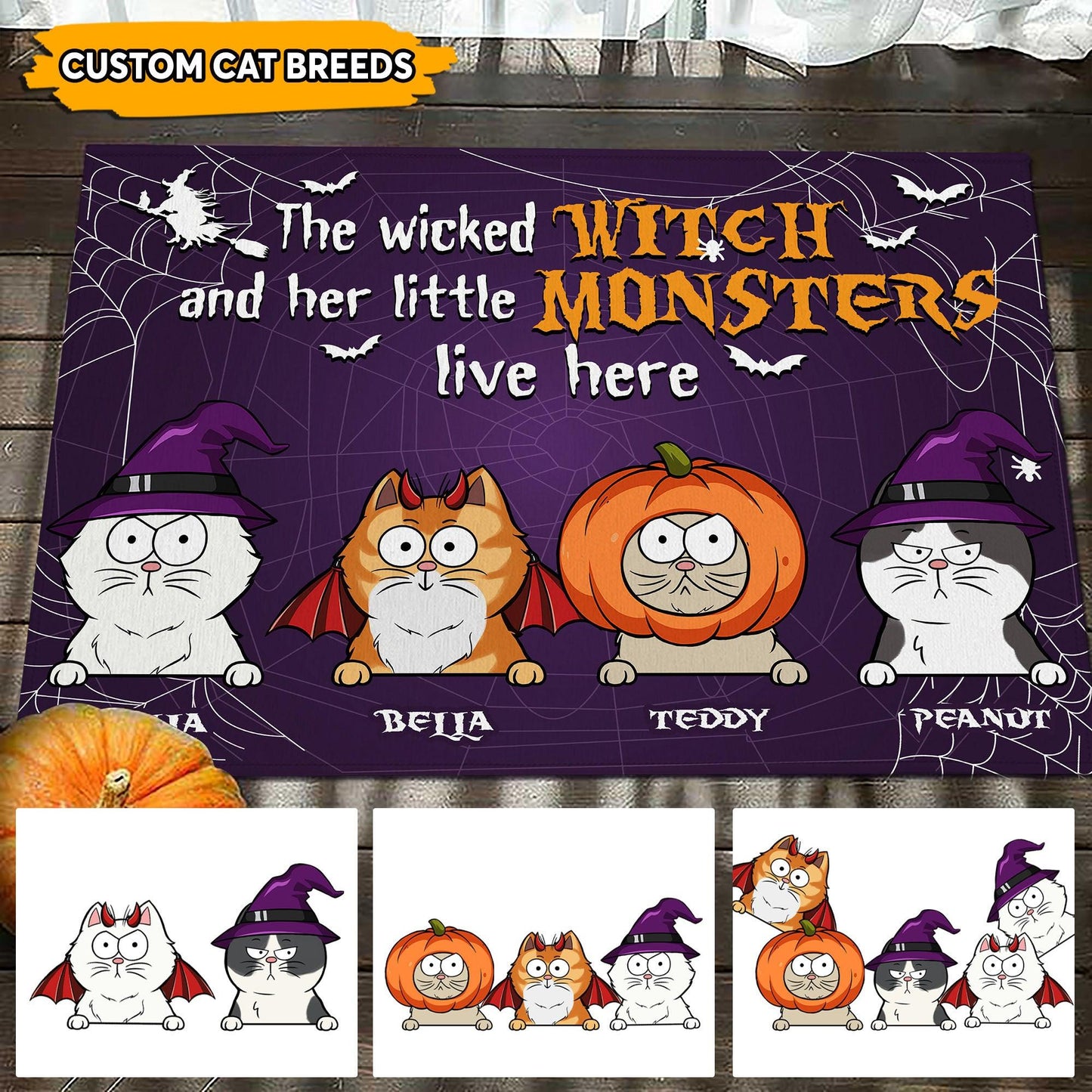 Wicked Witch & Monsters Live Here Doormat - Personalized Gift