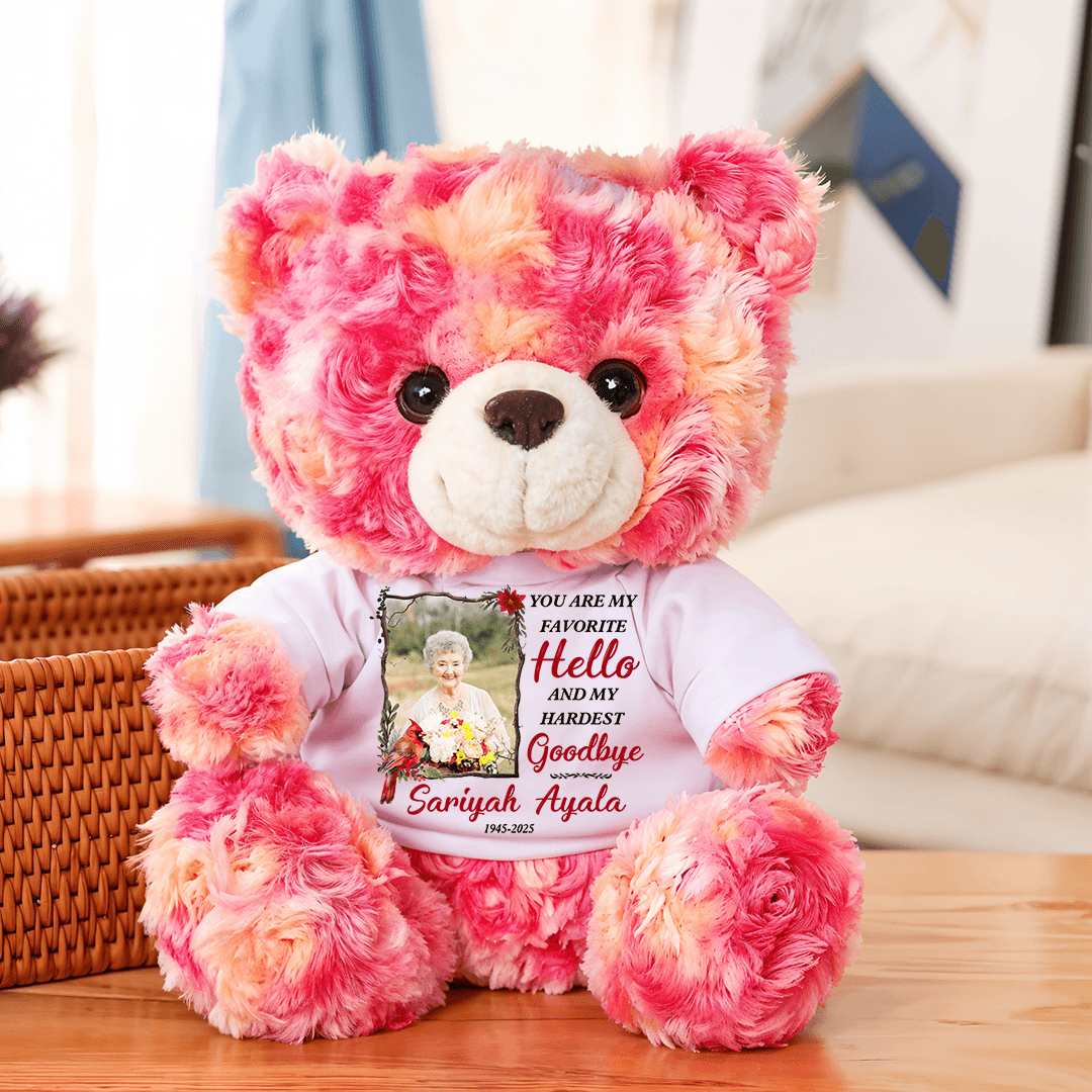 My Hardest Goodbye Memorial Bear - Teddy Bear With Personalized Photo Shirt