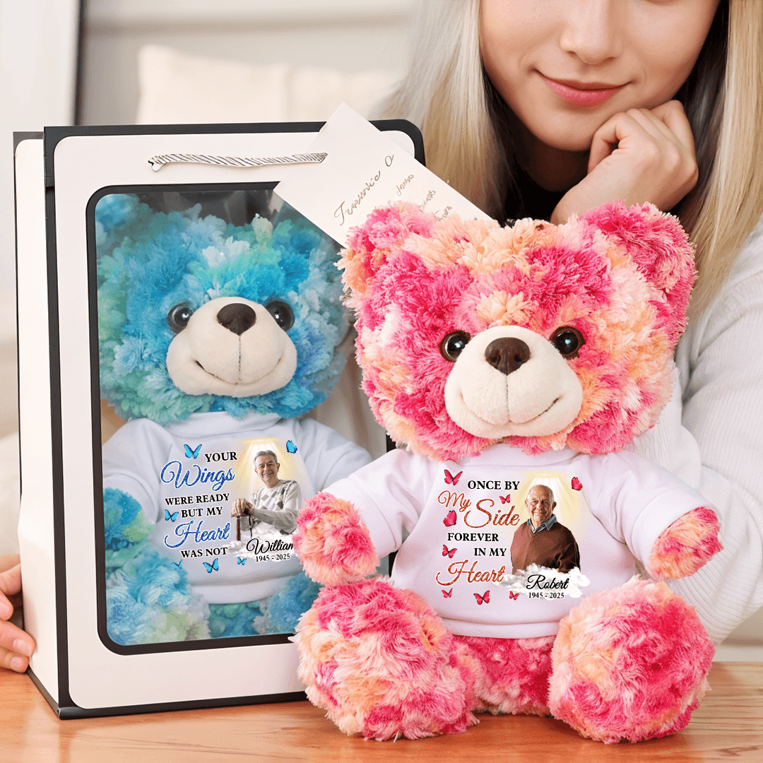Your Wings Were Ready Memorial Bear - Teddy Bear With Personalized Photo Shirt