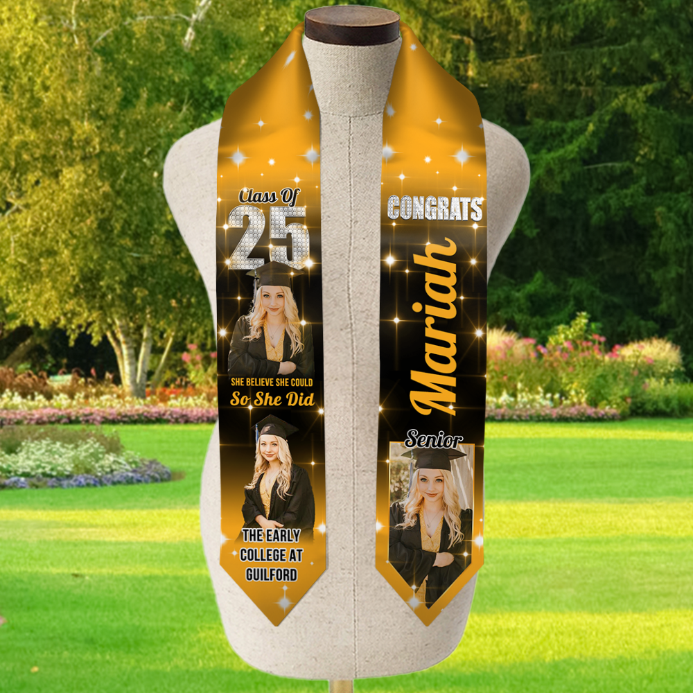 Custom Photo She Believed She Could So She Did Graduation Gift Stoles - Graduation Stoles