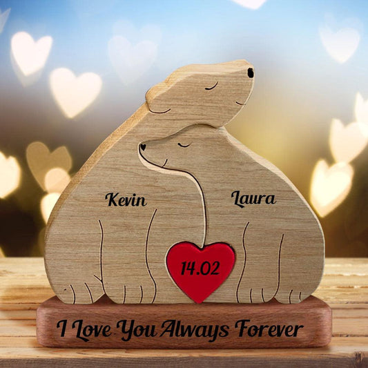 Huggy Bear Family Puzzle - Wooden Bears Family - Wooden Pet Carvings