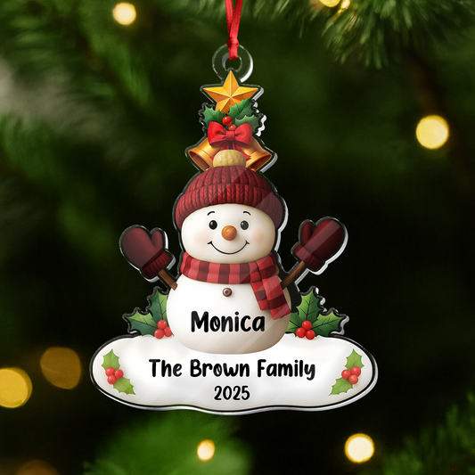 The Family Times Snowman - Personalized Custom Acrylic Ornament
