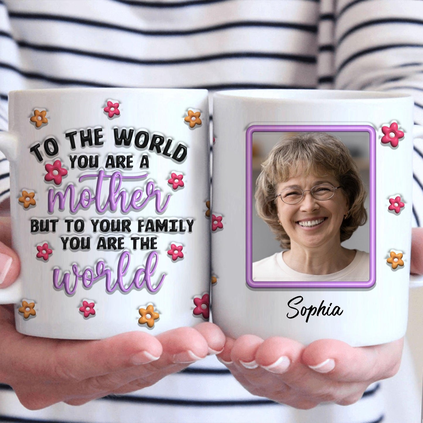 Personalized Mom Mug - To Your Family You Are The World Love You