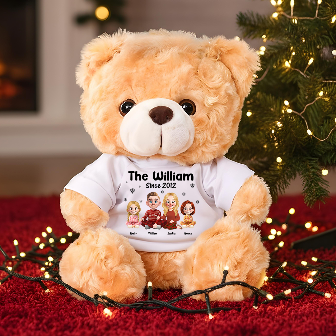 God Bless Our Family - Teddy Bear With Personalized Photo Shirt
