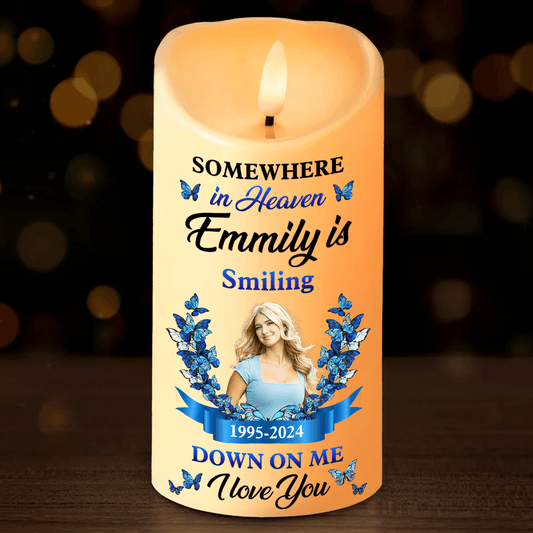 Somewhere In Heaven Custom LED Candle - Personalized Gift