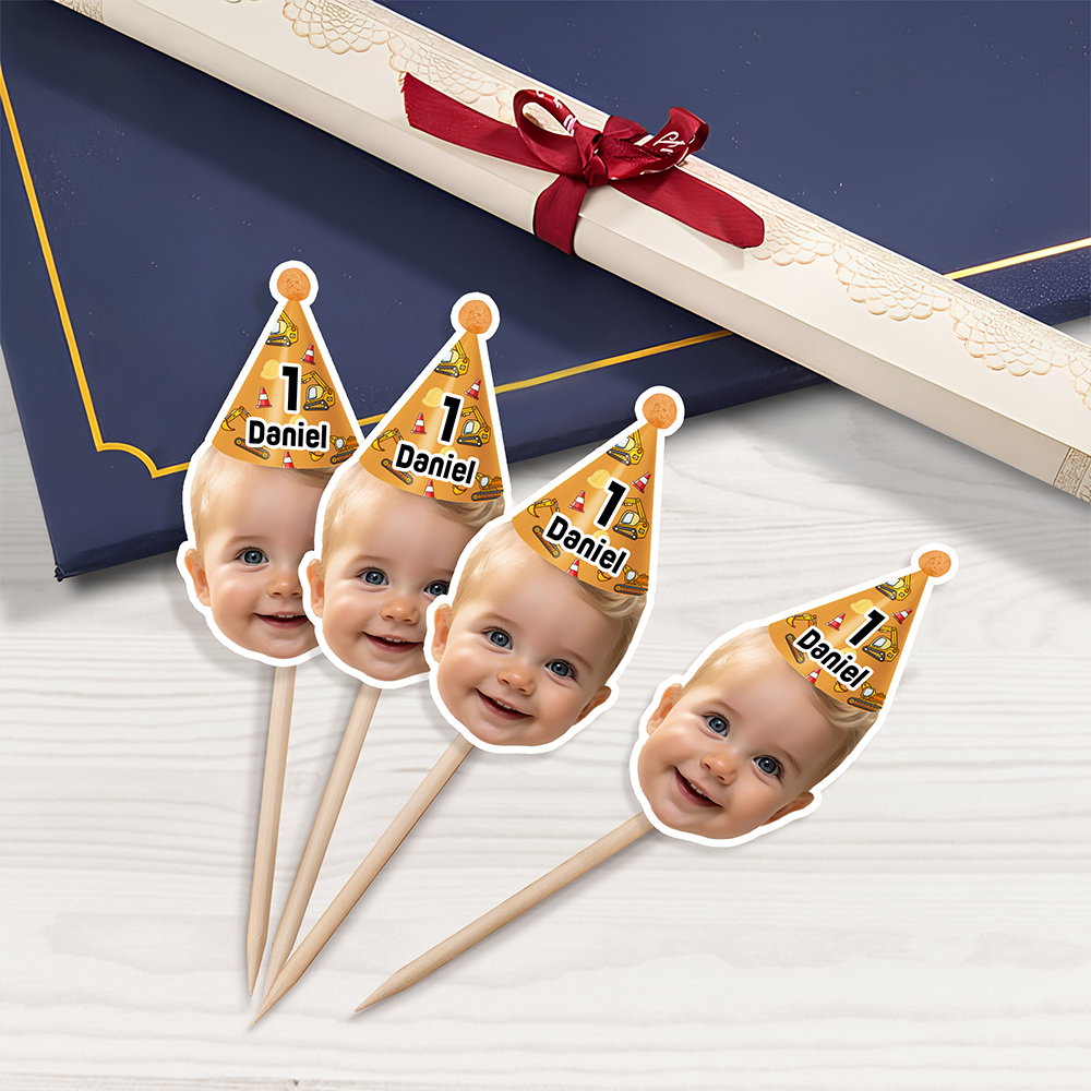Custom Face With Crown Birthday - Party Decorations Cake Topper