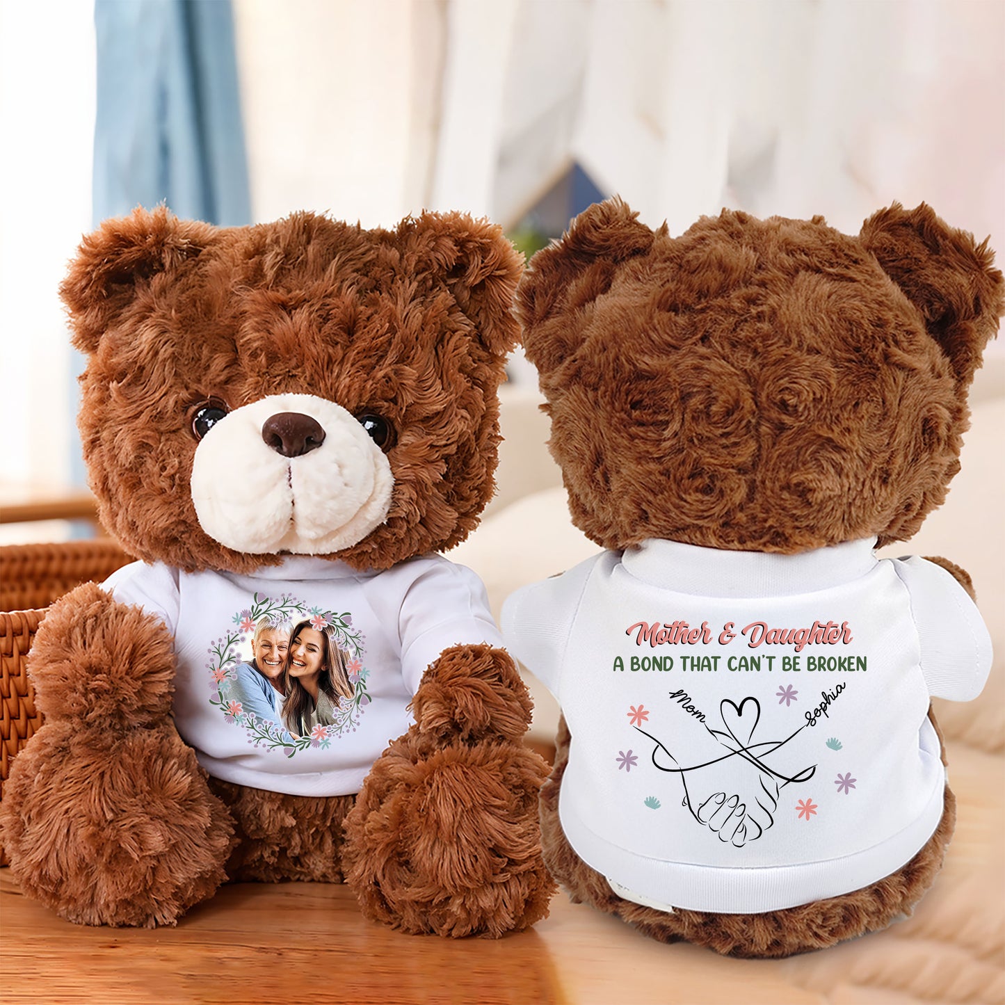 Happy Mother's Day Heart - Teddy Bear With Personalized Photo Shirt
