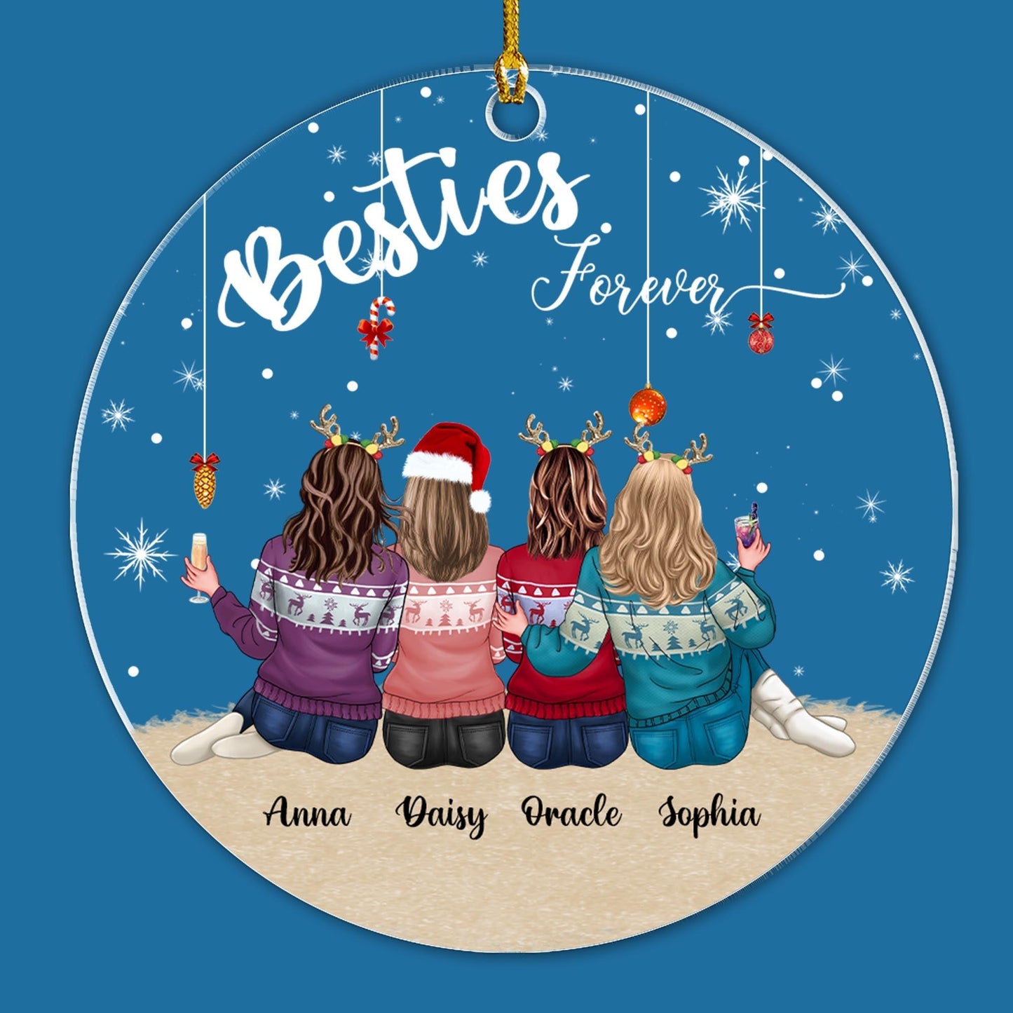 Personalized Bestie Acrylic Ornament - Bestie Forever Friends