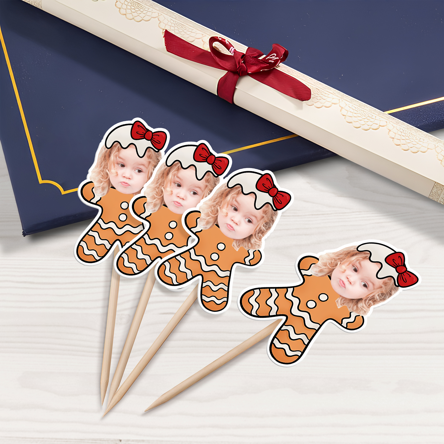 Cookie Christmas Custom Face - Party Decorations Cake Topper