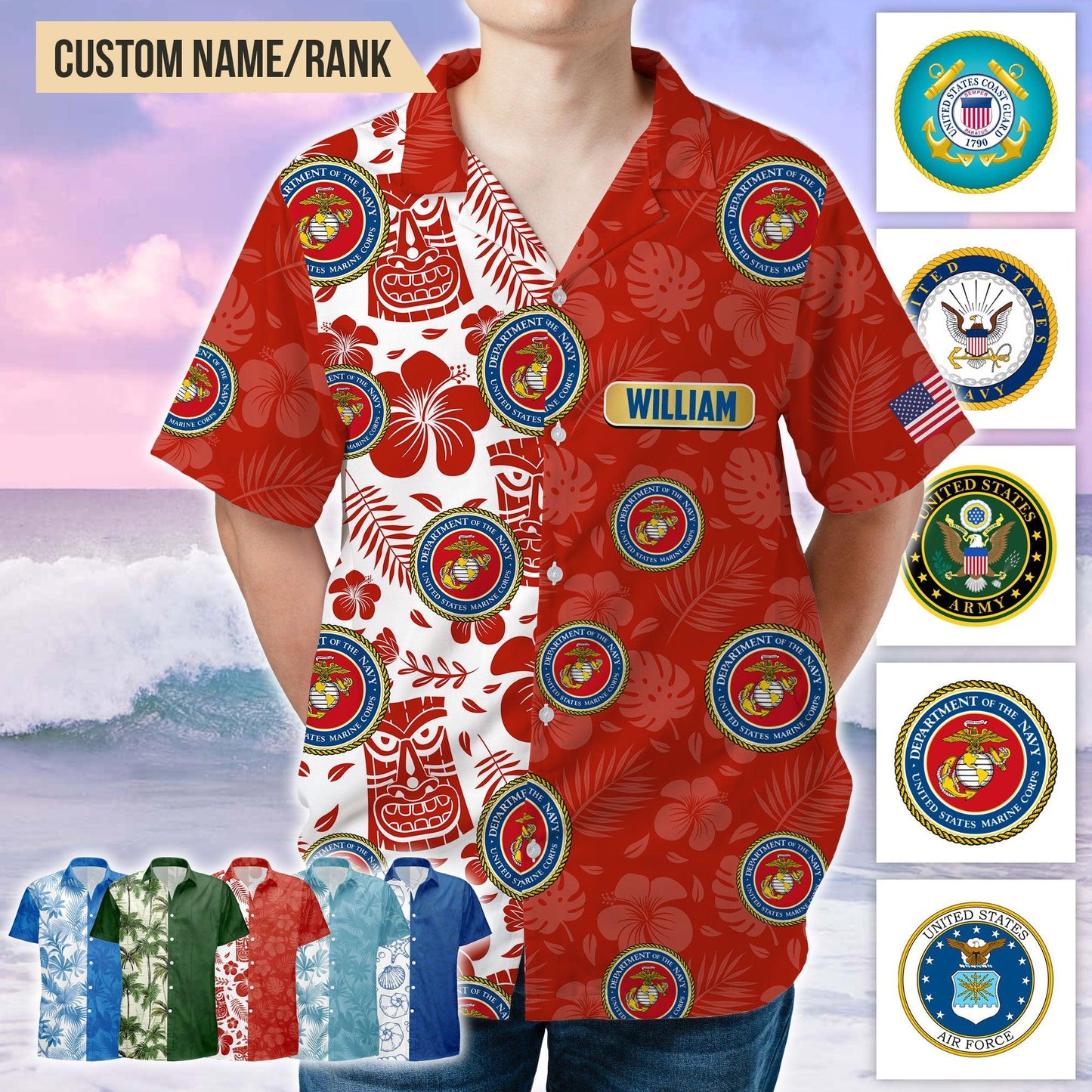 Veteran Hawaiian Beach Shirt - Personalized Tropical Gift