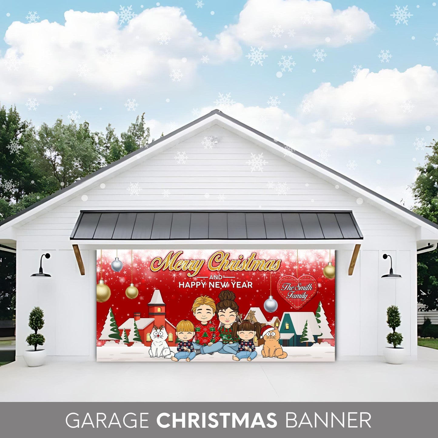 Christmas Garage Door Decor - Merry Christmas and Happy New Year