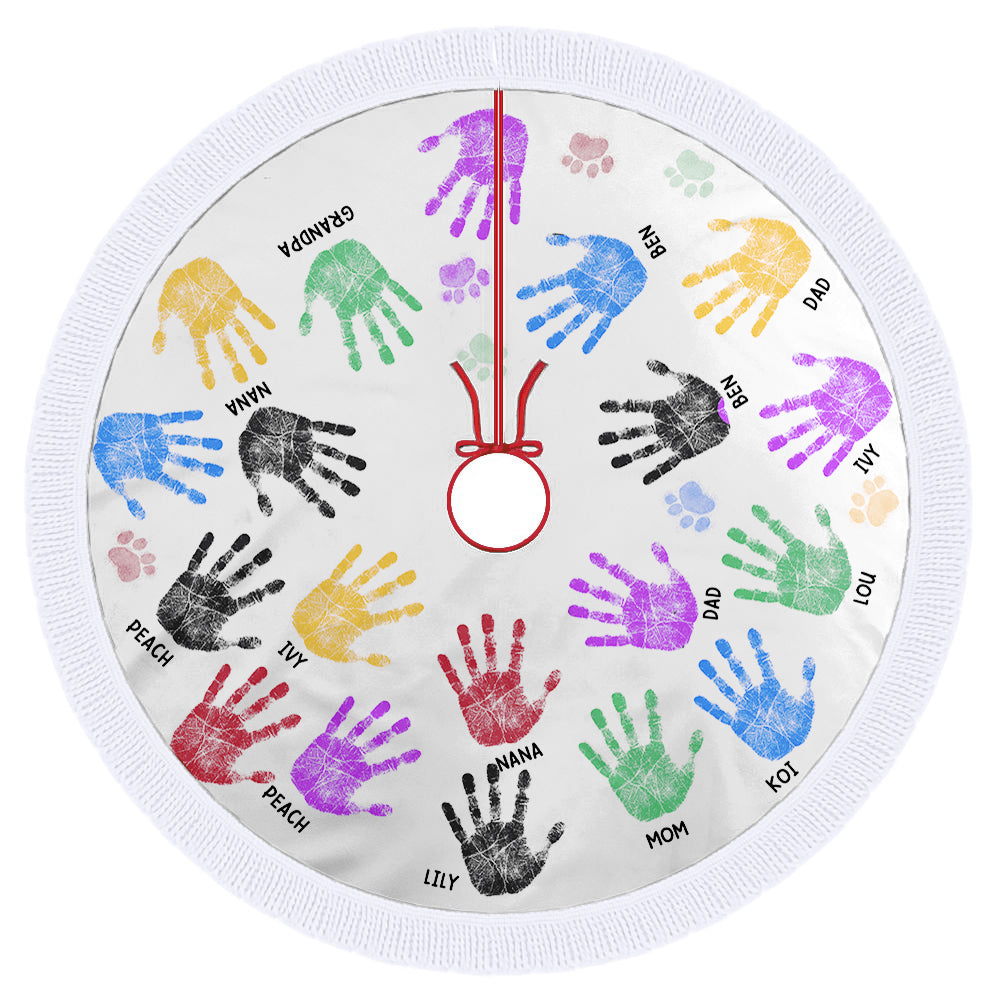 Family Handprints Tree Skirt - Personalized Christmas Tree Cover