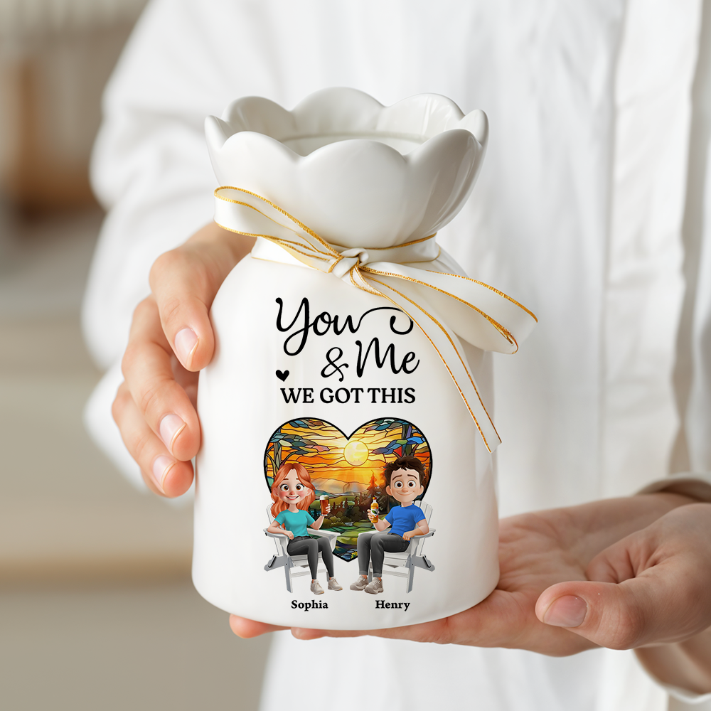 You Me Personalized Ceramic Vase for Couples, Anniversary Gift for Loved One