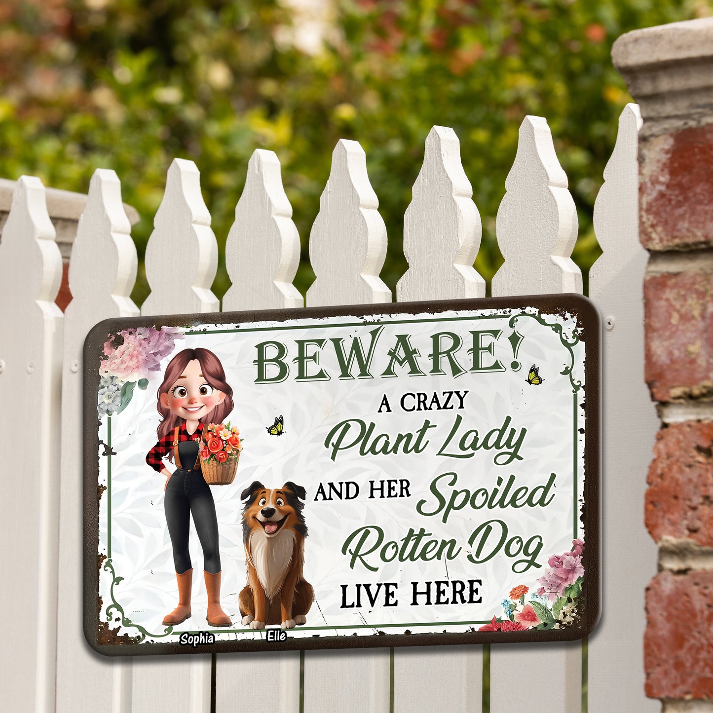 Crazy Plant Lady And Her Dogs Are Here - Personalized Custom Metal Sign