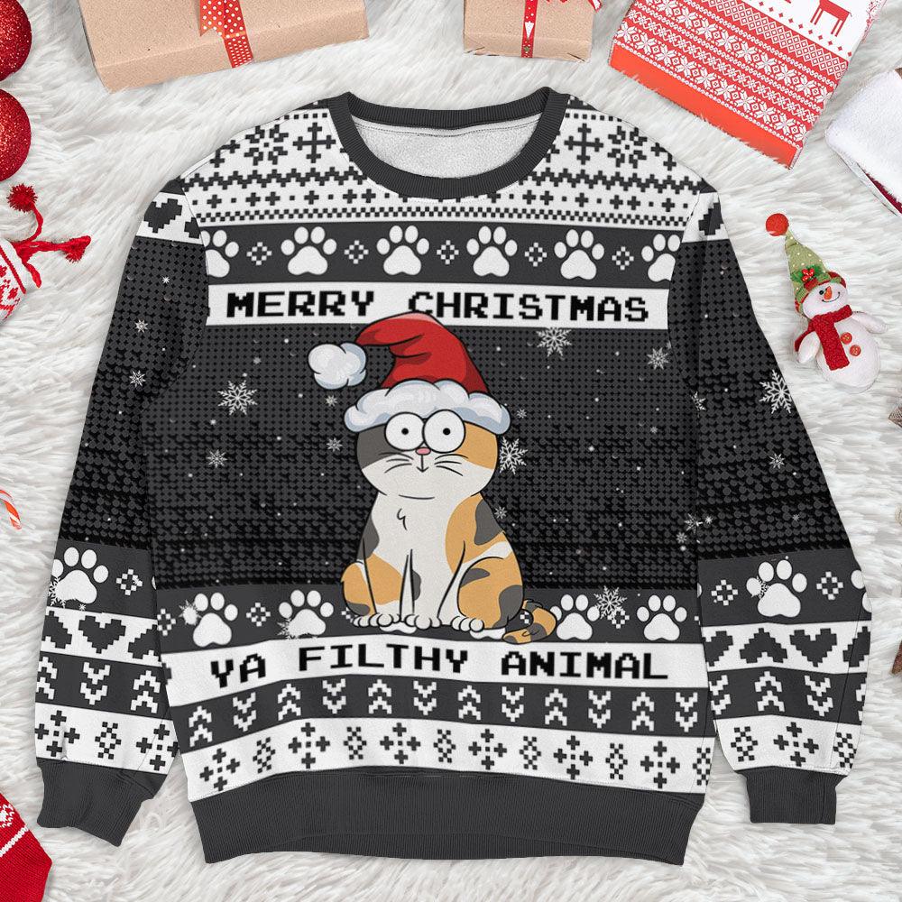 Merry Christmas Ya Filthy Sweatshirt - Custom Pet Ugly Sweatshirt