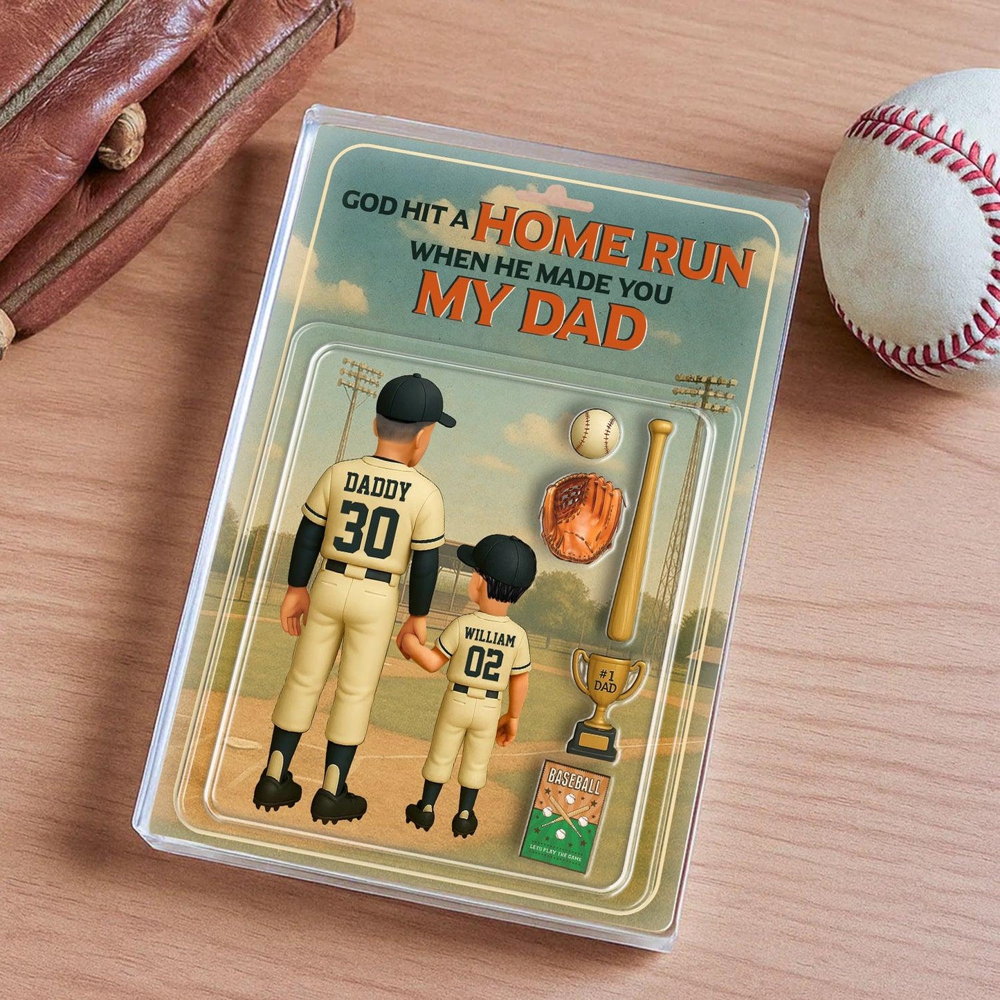 We Caught the Best Dad Baseball Custom Figure Personalized Acrylic Block Plaque, Father's Day Gift for Dad, Gift for Husband