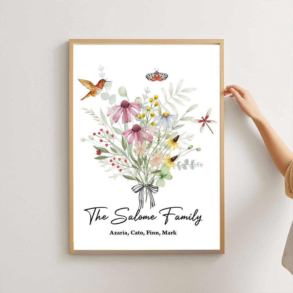 Family Flower Alphabet Canvas - Personalized Custom Canvas