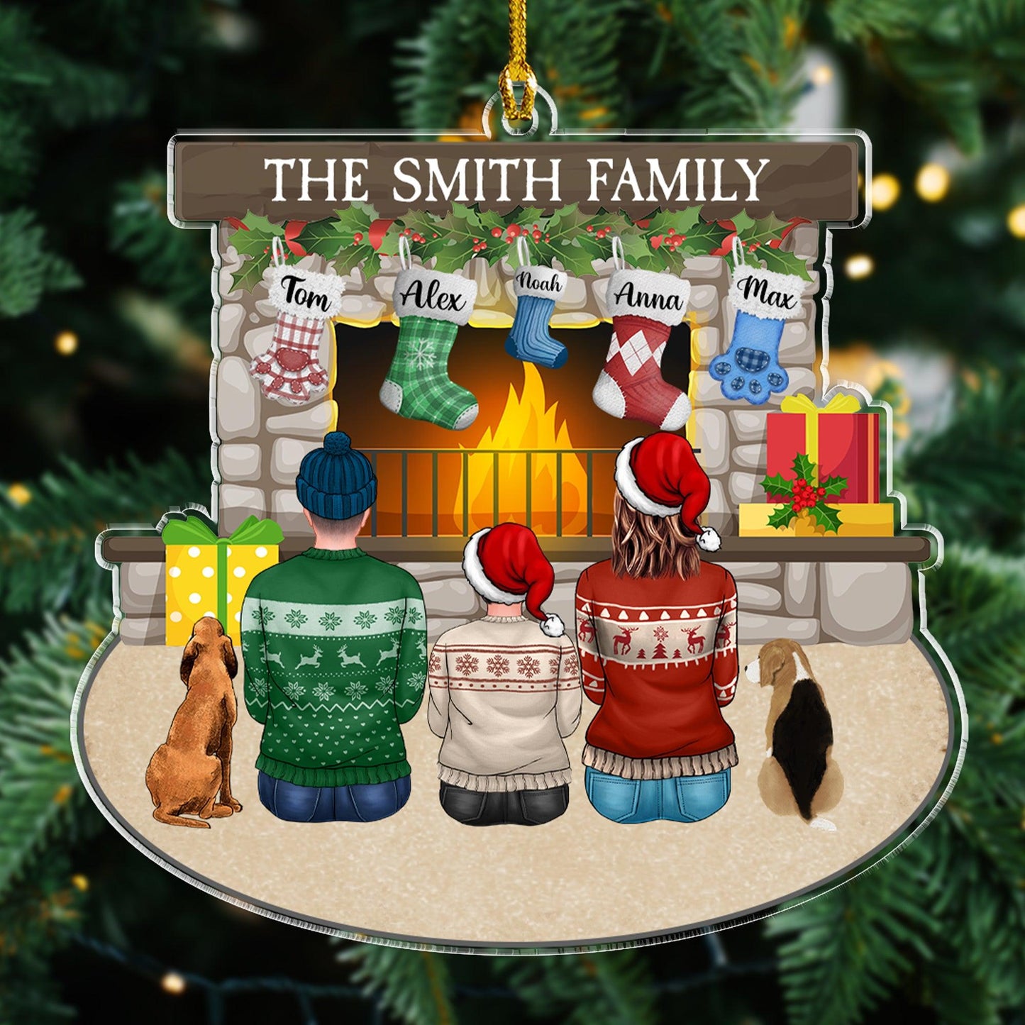 Family Dogs Acrylic Ornament - Personalized Custom Shape Acrylic