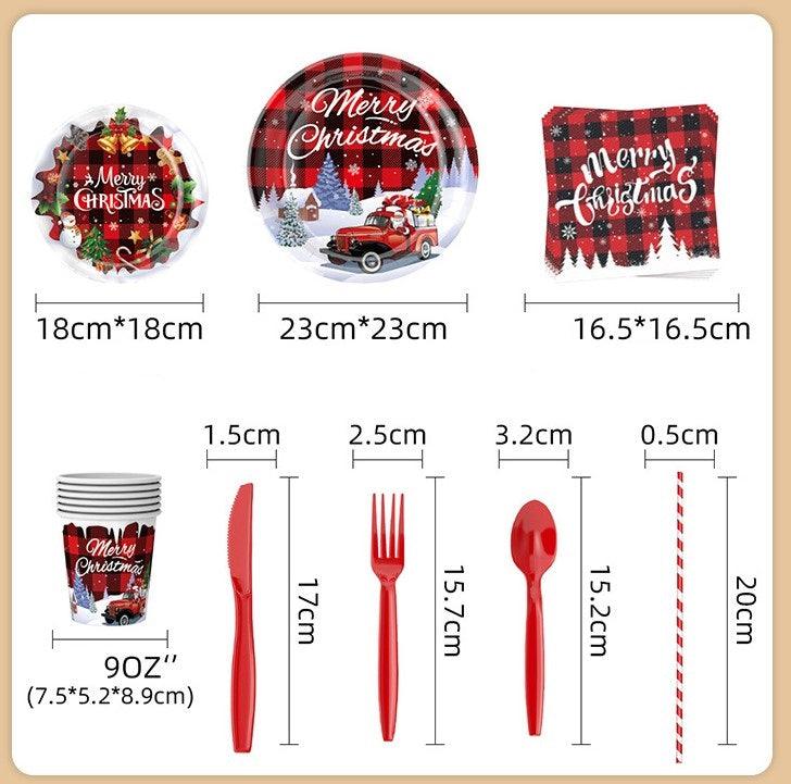 Christmas Plates & Napkins Set with Tablecloth & Balloons