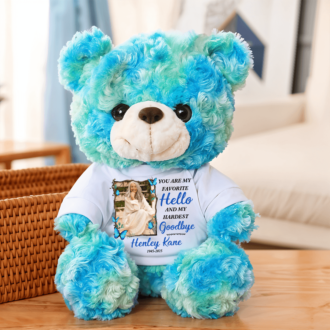 My Hardest Goodbye Memorial Bear - Teddy Bear With Personalized Photo Shirt