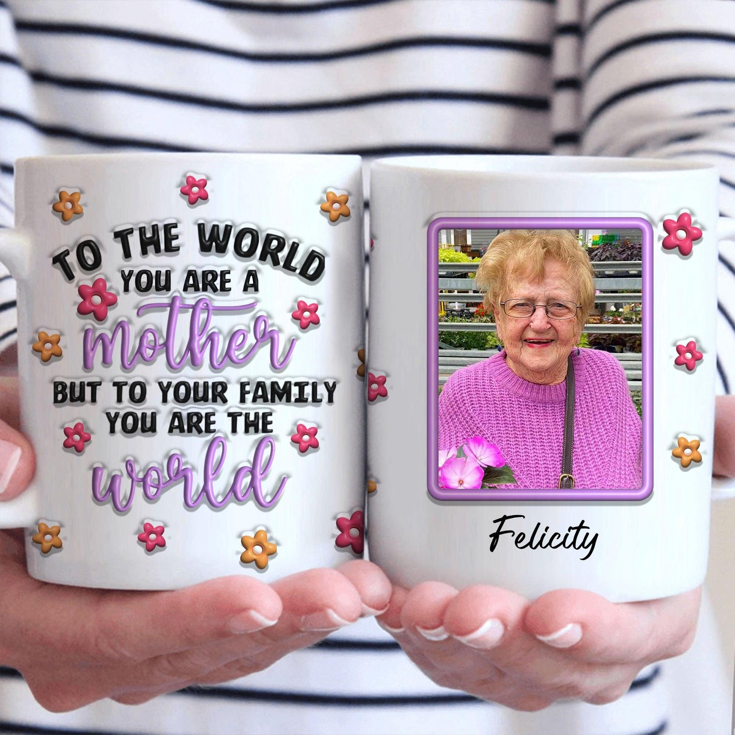 Personalized Mom Mug - To Your Family You Are The World Love You