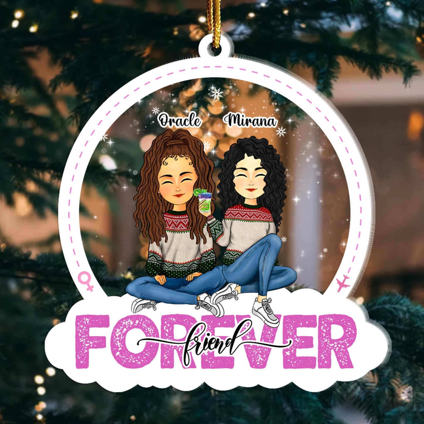 Custom Shape Acrylic Ornament - Friends Forever Personalized Gift