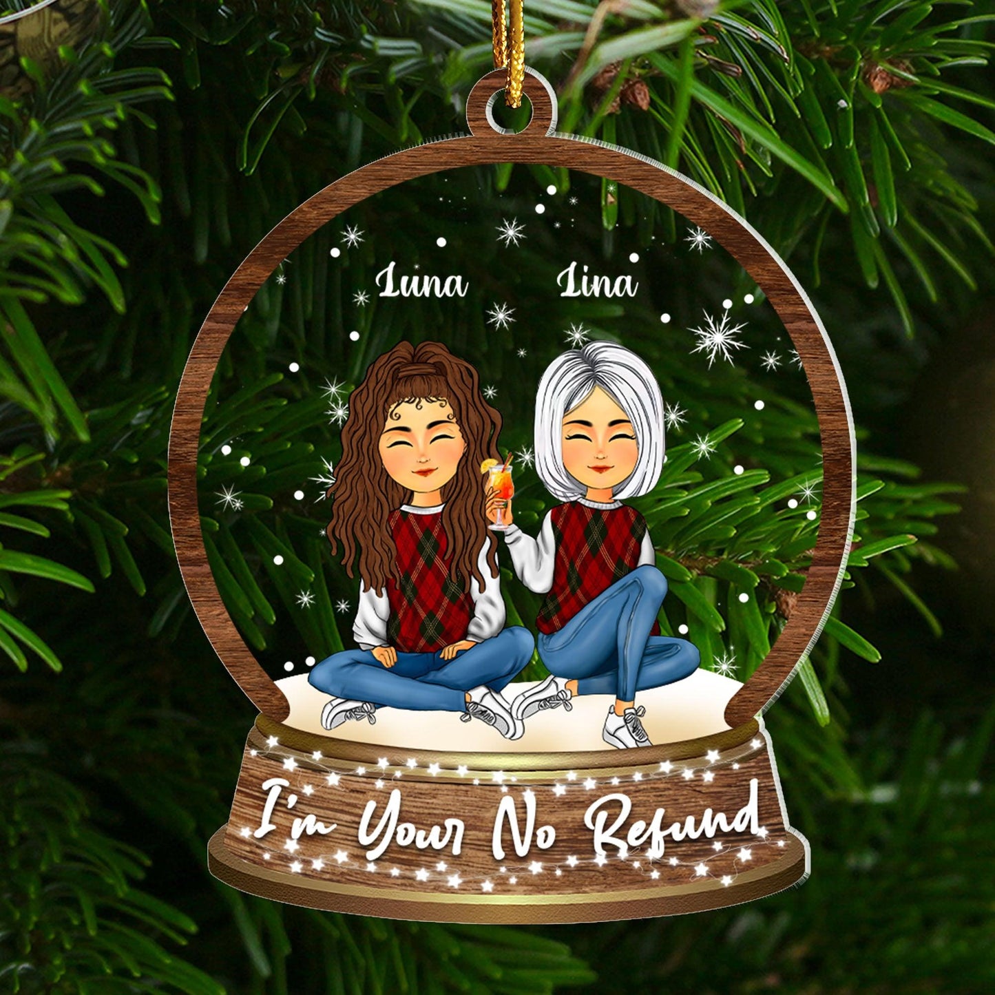 No Refund Couple Snowball Ornament - Custom Acrylic Gift