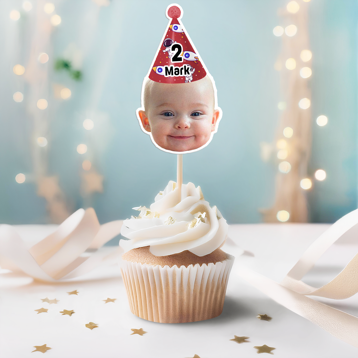 Custom Face With Crown Birthday - Party Decorations Cake Topper