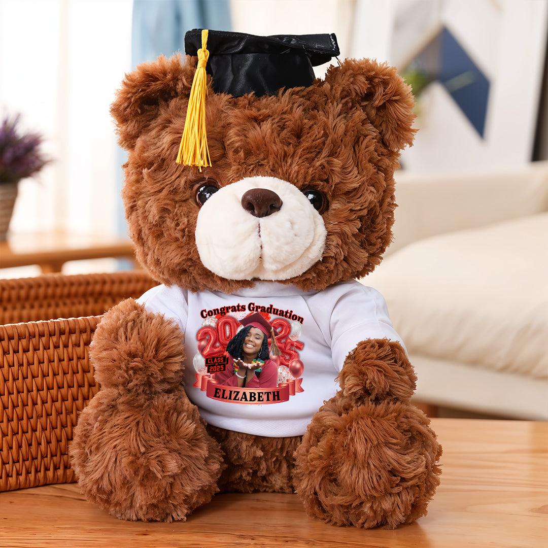 Color Class Of 2025 Graduate Bear With Cap - Teddy Bear With Personalized Shirt