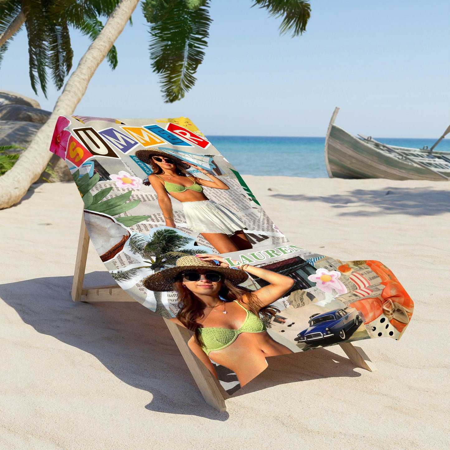 Personalized Photo Name Beach Towel - Custom Summer Gift