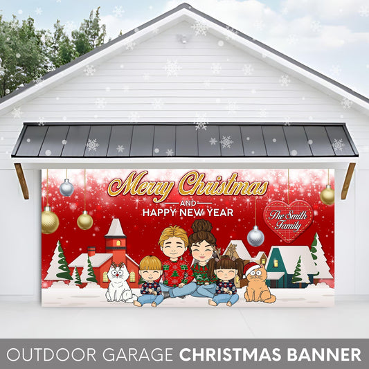 Christmas Garage Door Decor - Merry Christmas and Happy New Year