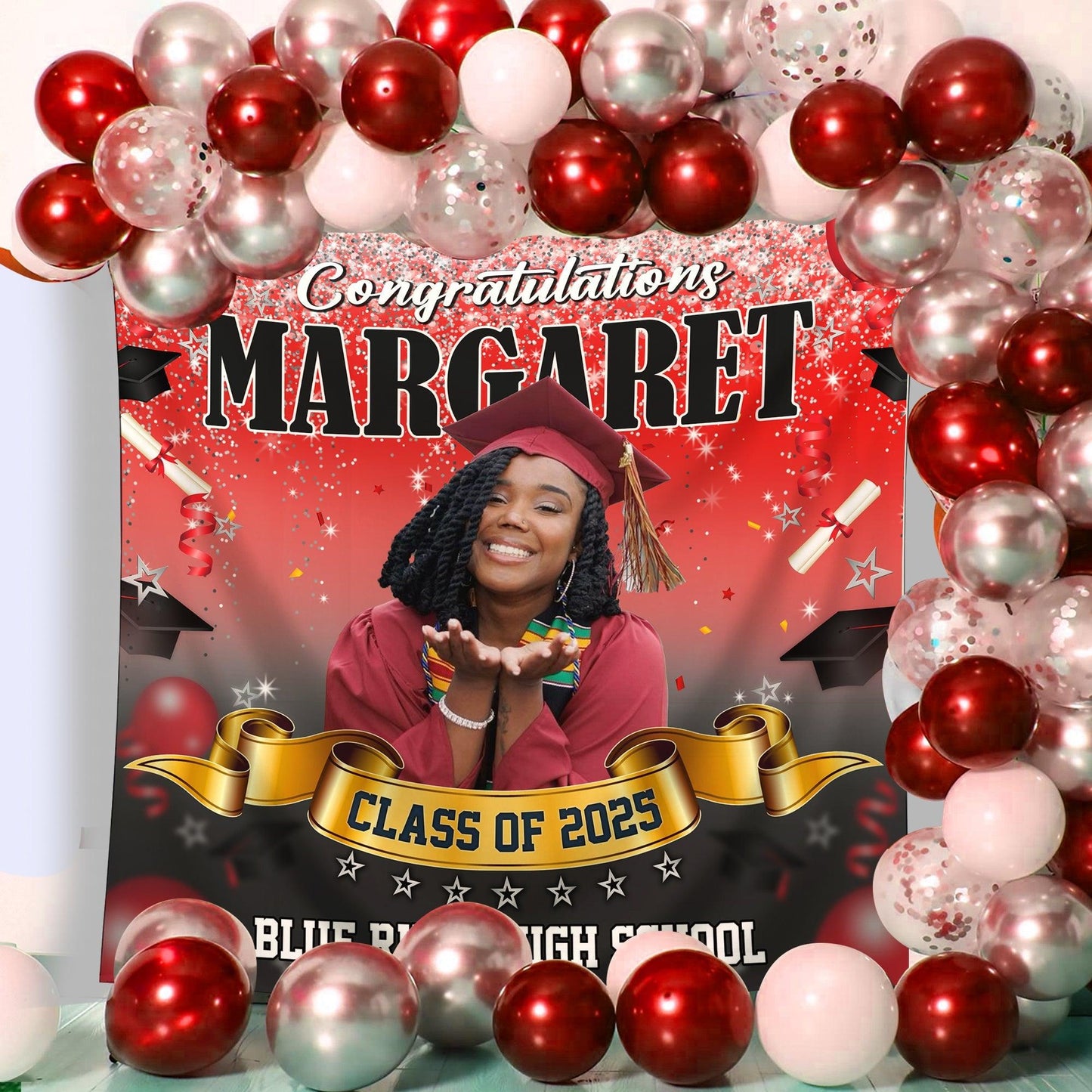 Congratulations Graduation Backdrop - Custom Class of 2025 Graduation Party Backdrop - Personalized Backdrop Graduation Party
