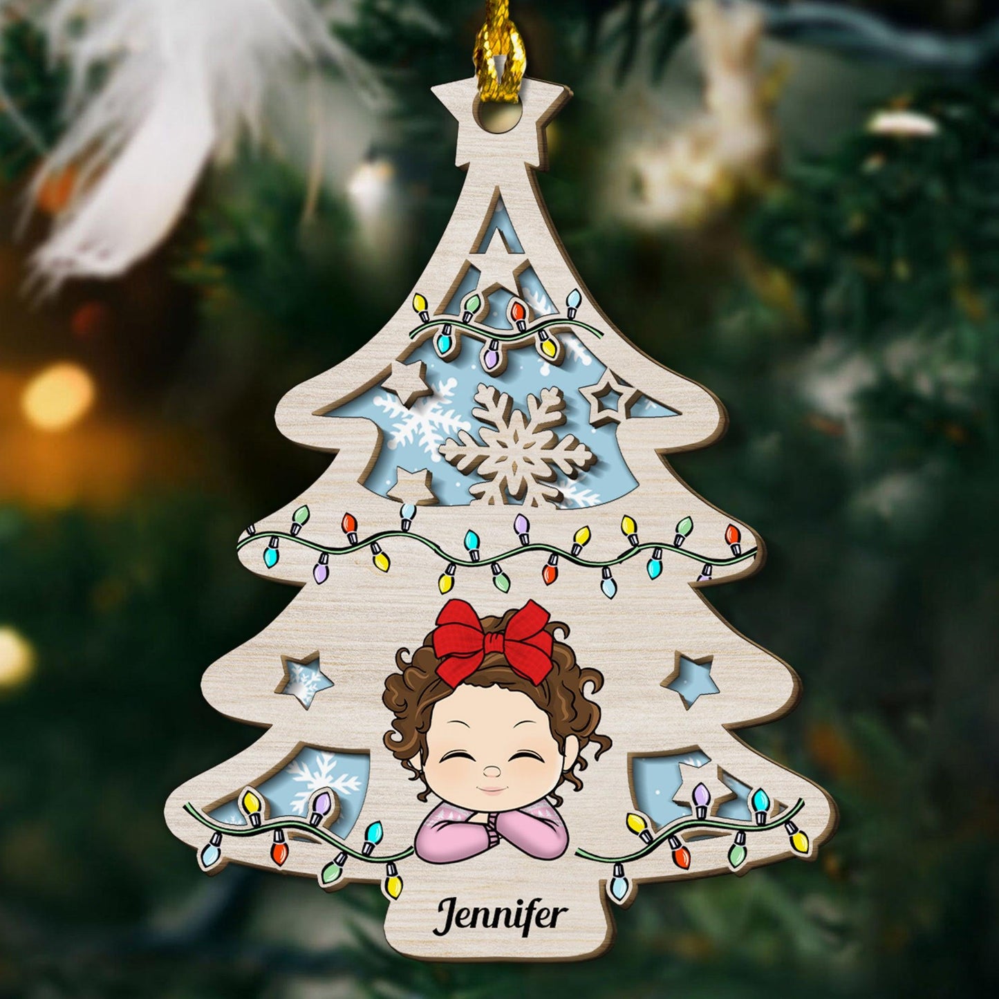 Christmas Tree Kids Ornament - Custom Shape Wood Ornament