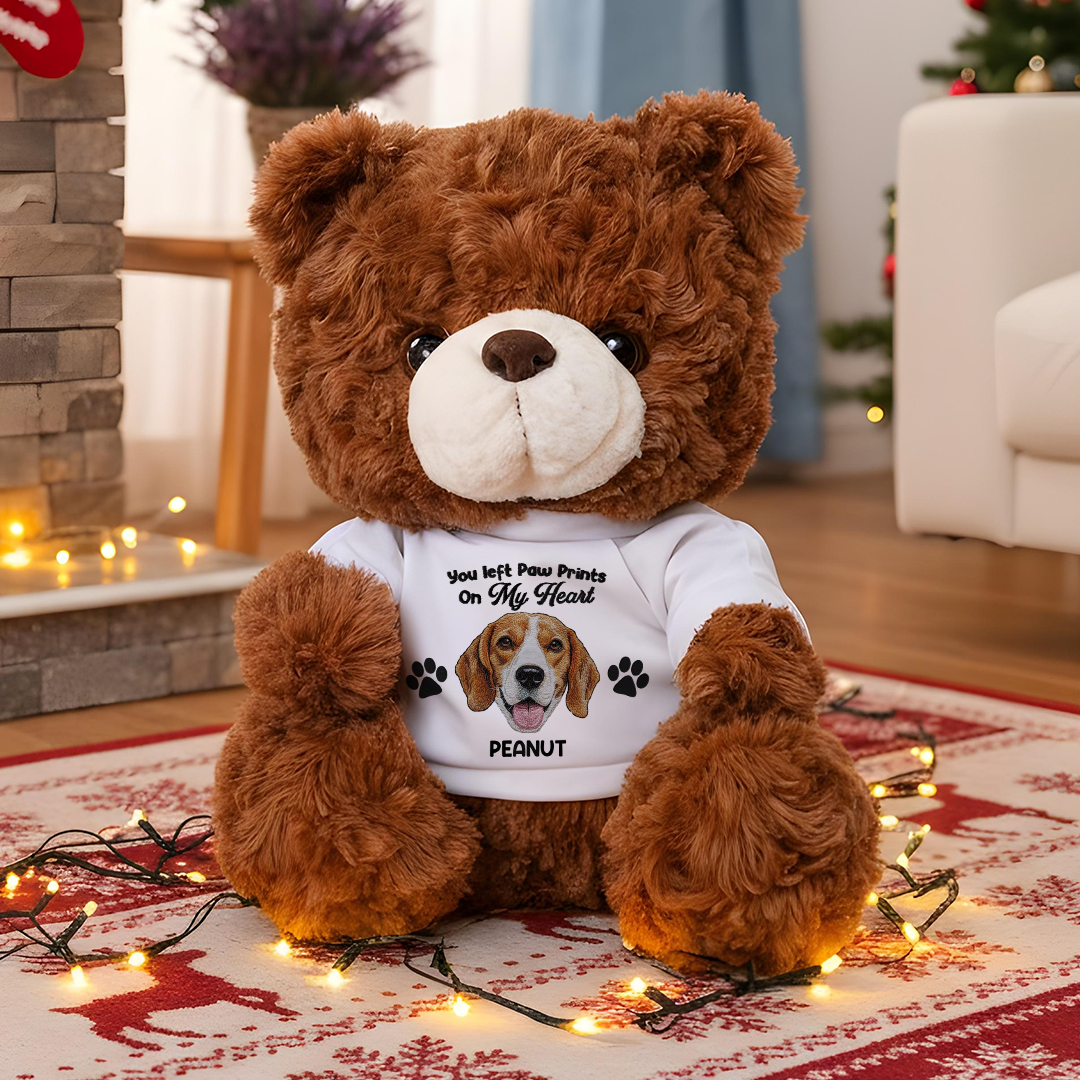 Custom Pet Loss Embroidery Name - Teddy Bear With Personalized Photo Shirt