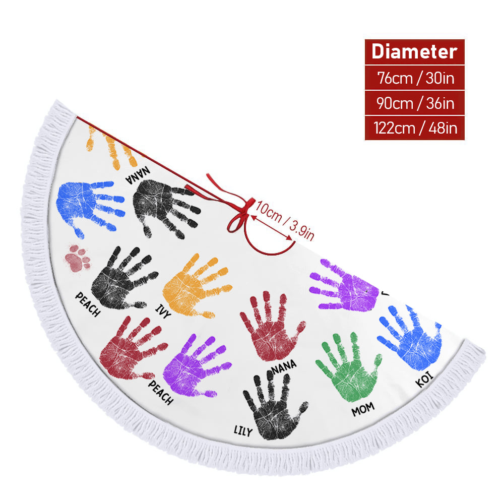 Family Handprints Tree Skirt - Personalized Christmas Tree Cover