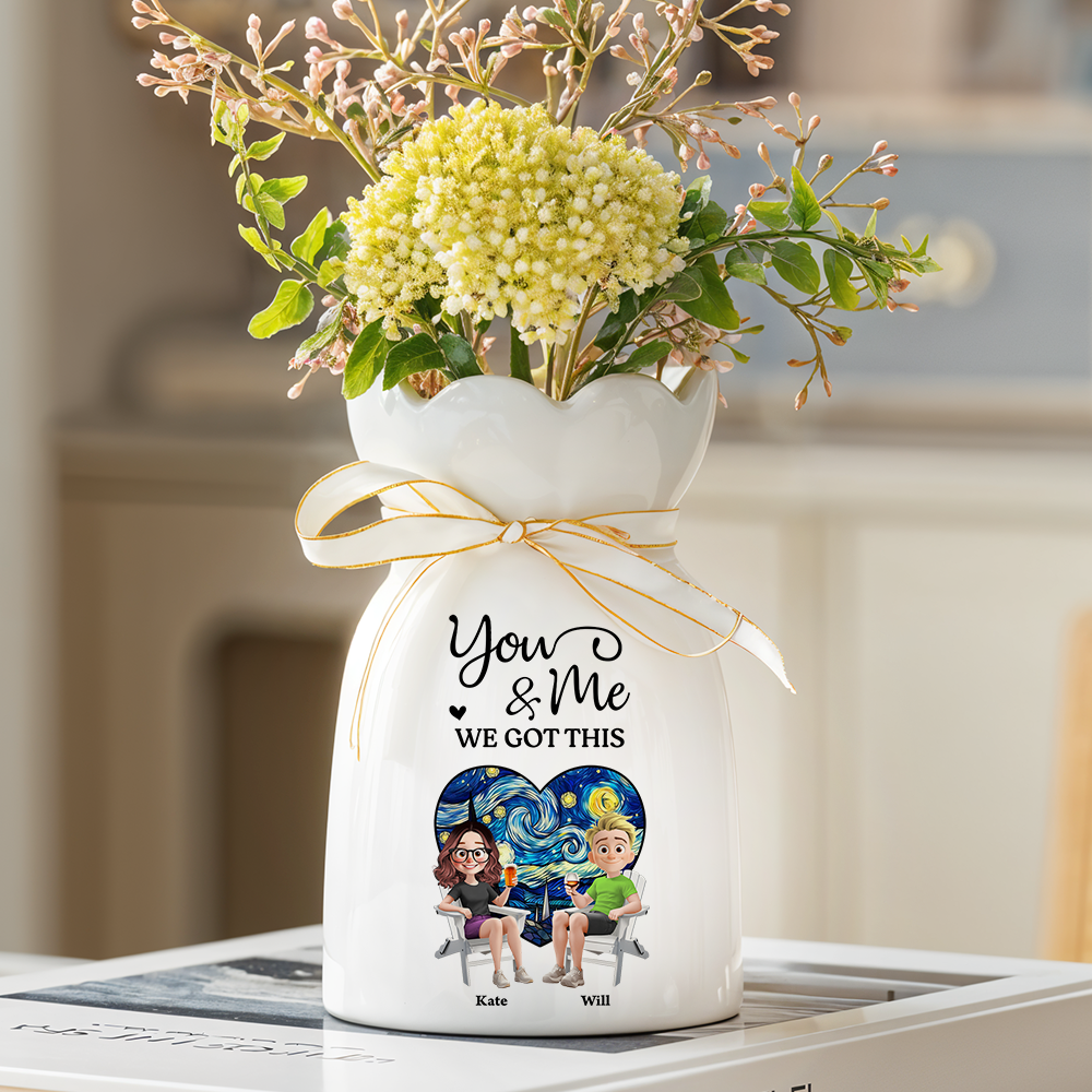 You Me Personalized Ceramic Vase for Couples, Anniversary Gift for Loved One