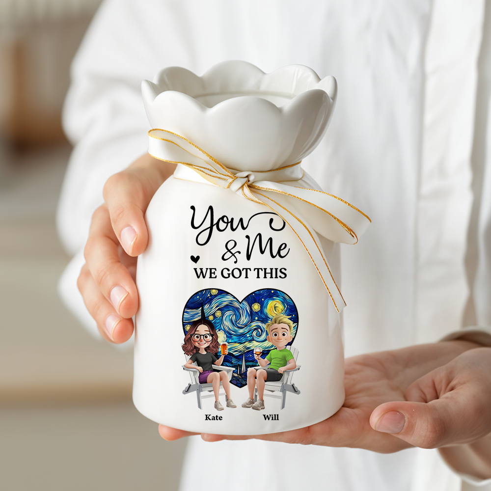 You Me Personalized Ceramic Vase for Couples, Anniversary Gift for Loved One