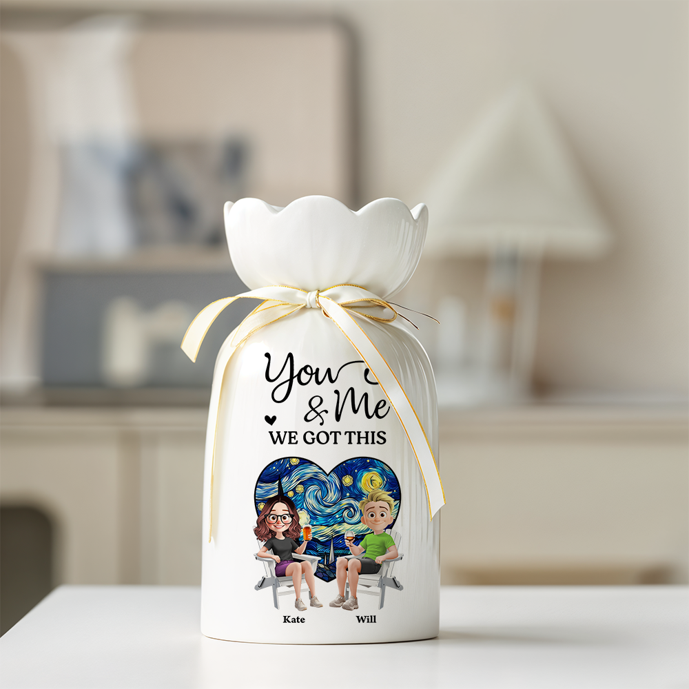 You Me Personalized Ceramic Vase for Couples, Anniversary Gift for Loved One