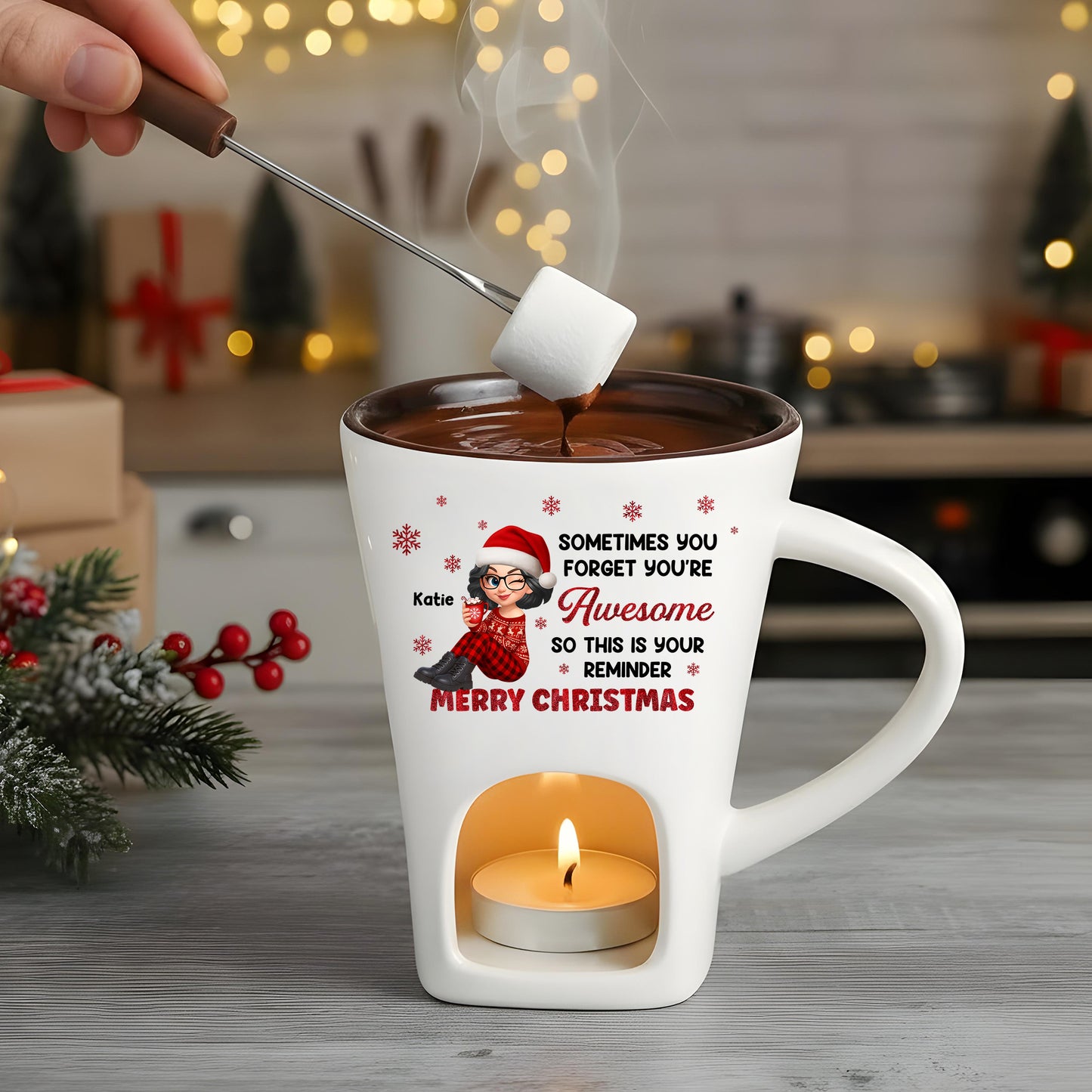 Sometimes You Forget You're Awesome Hot Chocolate Fondue Mug – Custom Coffee Mug, Unique Christmas Gift
