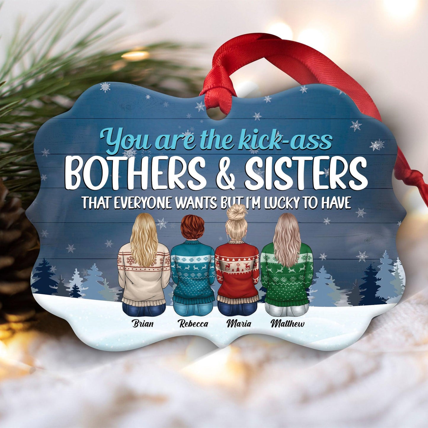Life Better Brothers & Sisters - Personalized Ornament - Sweater
