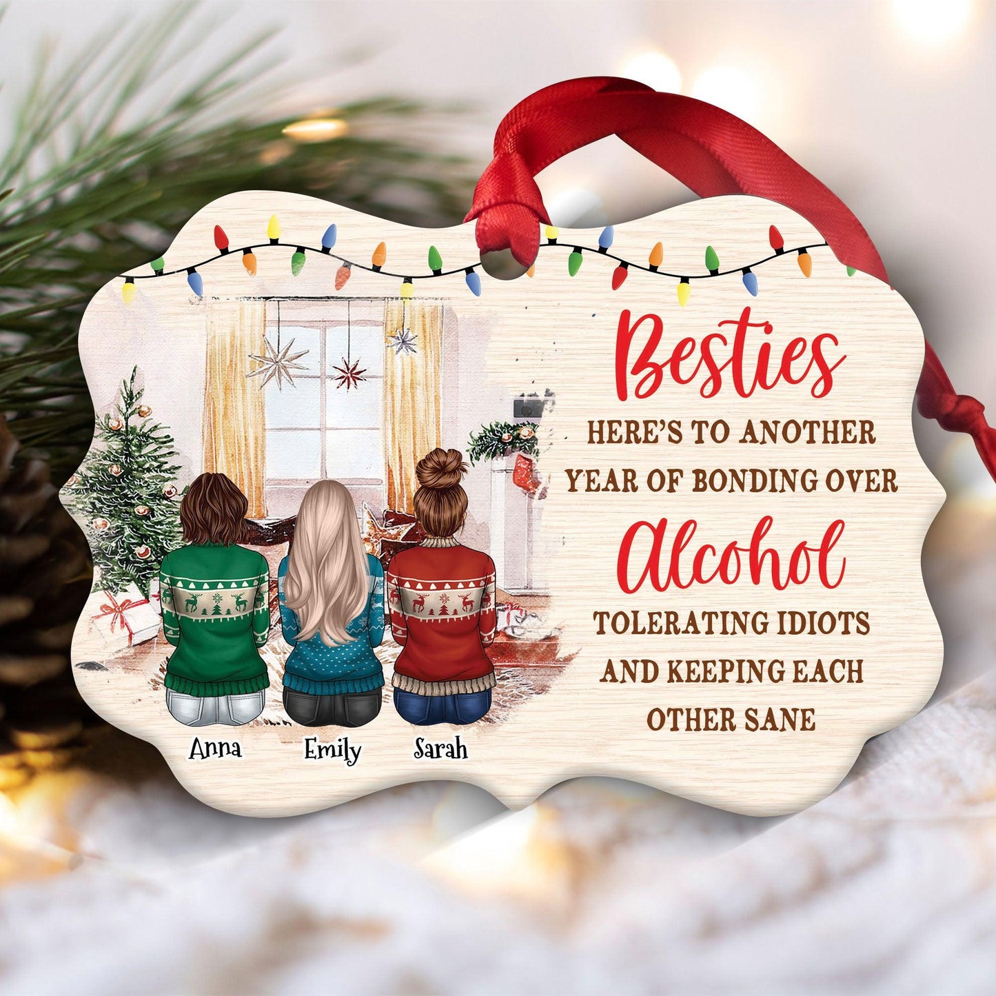 Personalized Benelux Ornament - Bestie Keeping Each Other Sane