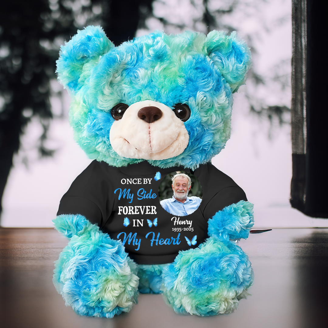 When You Miss Me Hug This - Teddy Bear With Personalized Photo Black Shirt